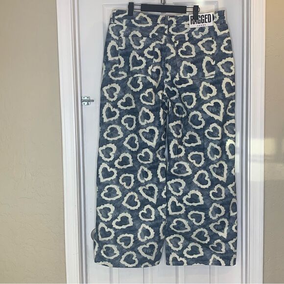 The Ragged Priest Jeans Lover Print Release Jeans Wide Leg High Rise Size 34 - Picture 4 of 12